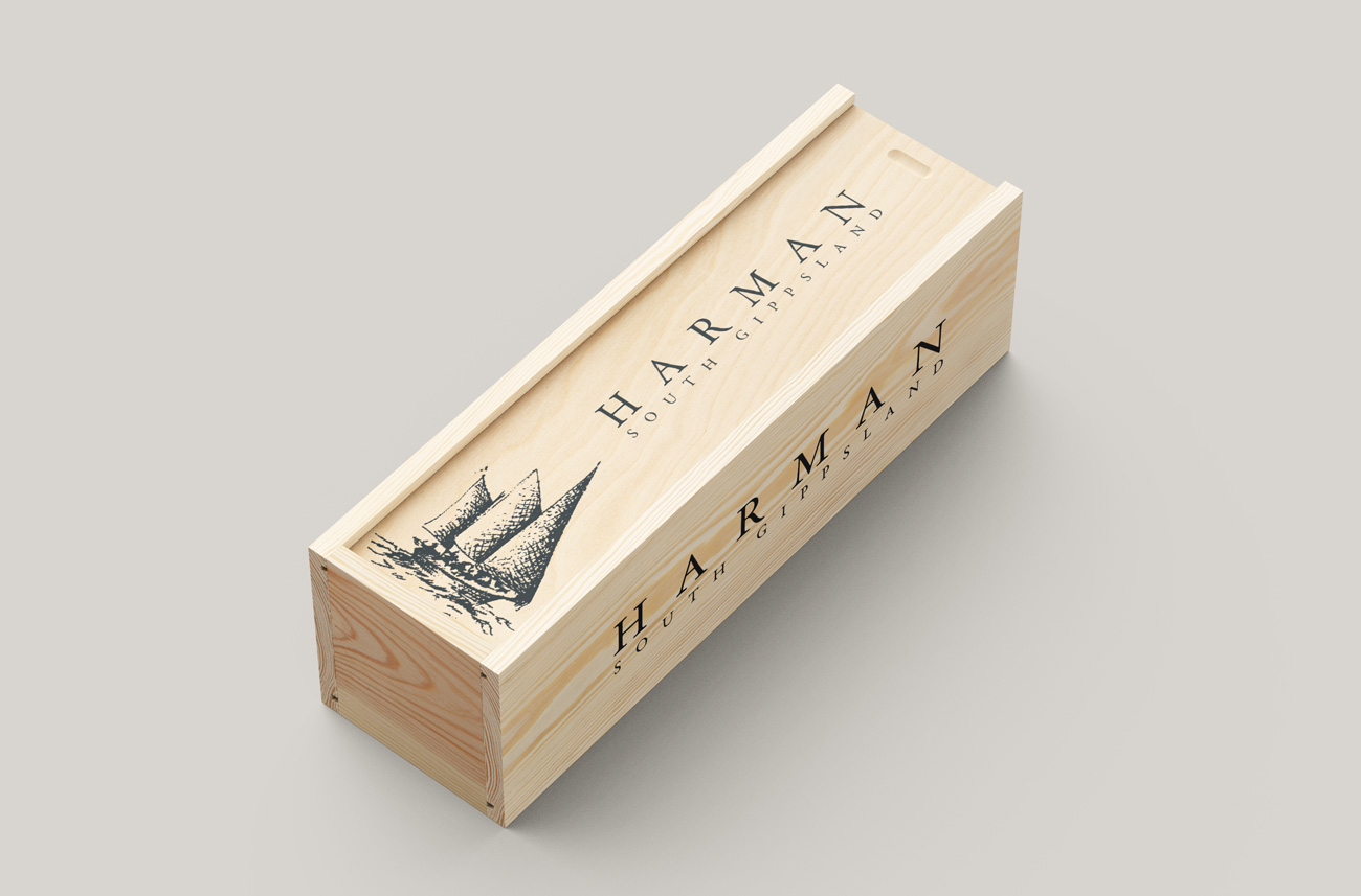 Our logo design on a wine box